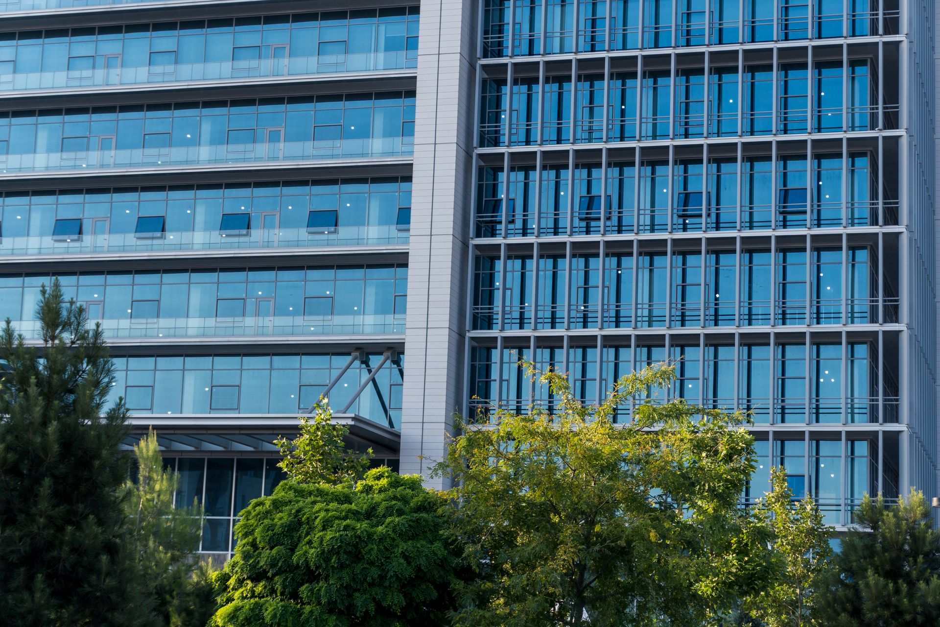 Modern glass office building, illustrative stock photograph